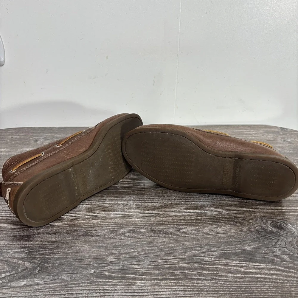 Sperry Top-Sider Boat Shoes Mens Size 10 Brown Leather Casual Nautical STS11630